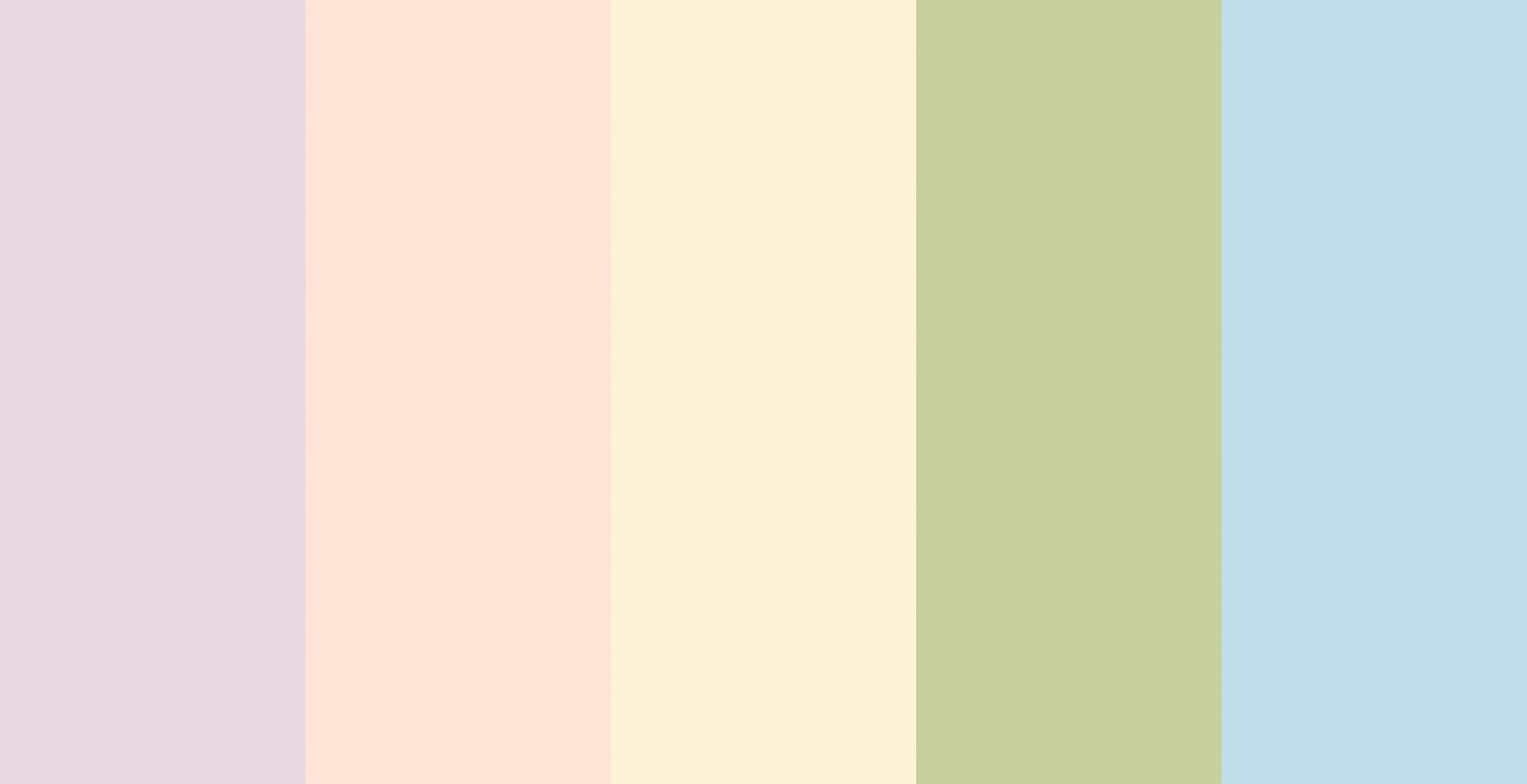 Royalcore colour pastel palette - pink, orange, yellow, green, blue
